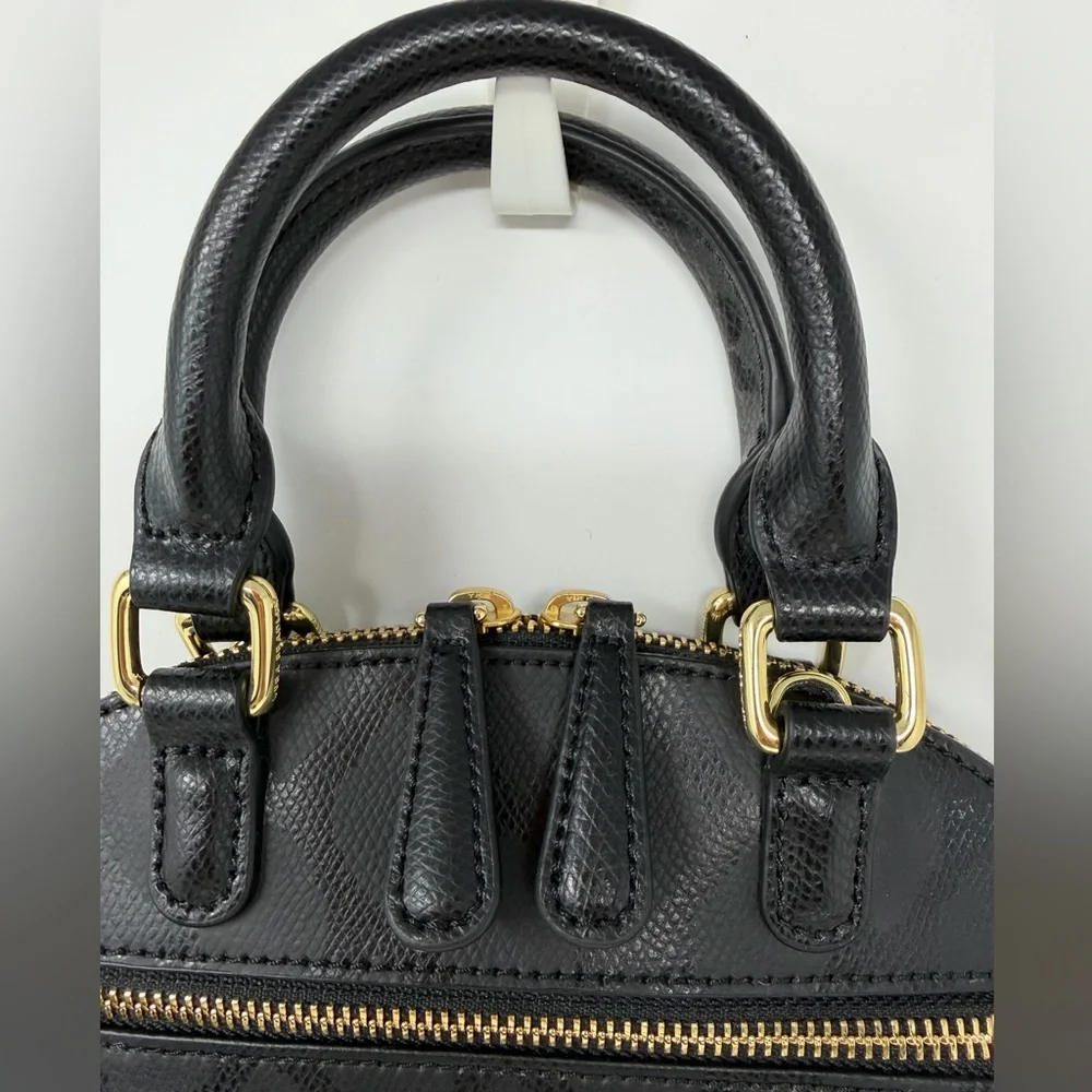 Vera Bradley Leather Mini Angled Bowler Top Handle Bag Black